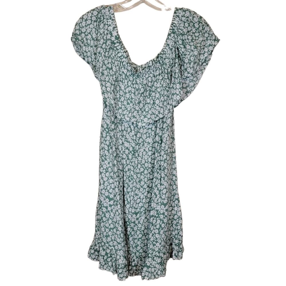 Wild Blue x Sadie Robertson Floral Off Shoulder Mini Dress Green and White Large